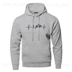 Heren Hoodies Sweatshirts Mountain Heartbeat Hoodies Sweatshirt Men Sound Ray Diagram Hooded Sweatshirt Hoodie Winter Herfstafdruk Zwart Gray Sportswear T231221