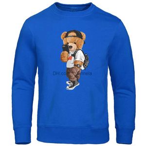 Heren Hoodies Sweatshirts Mr. Bear Who Took A Selfie In The Street Sweatshirt Heren Sweatshirts 2022 Herfst Winter Casual Pullover Fleece Warm Streetwear T240217