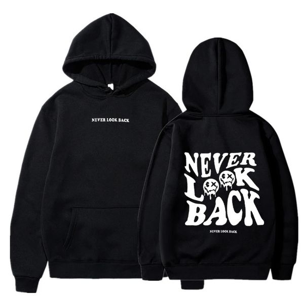 Sweats à capuche pour hommes Sweatshirts Never Look Back Sweats à capuche pour hommes Mode Lettre Graphique Imprimé Sweatshirts Femmes Cool Casual Harajuku Streetwear Pulls à capuche 231201