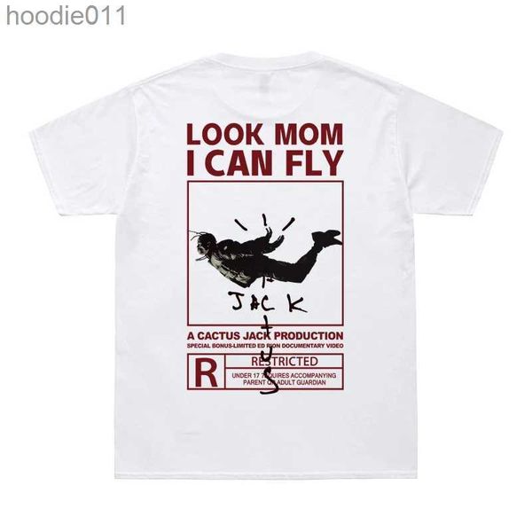 Sudaderas para hombres sudaderas con sudadera nueva llegada camiseta de verano Look Mom I Can Fly Funny Print Camiseta Hip Hop Hop Street Clothing C24325