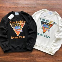 Herenhoodies Sweatshirts Nieuw Casablanca Mayan Temple-sweatshirt met patroon voor heren en dames Terry Tennis Club casual hoodie klassiek ronde hals lange mouwen 231013