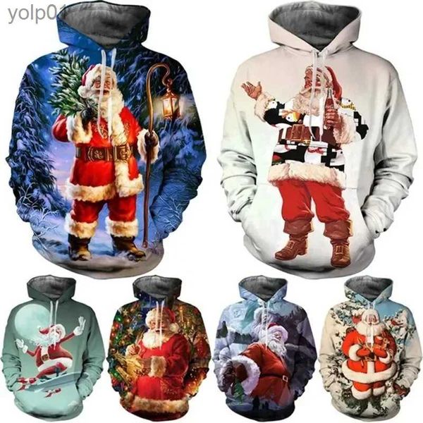 Sudaderas con capucha para hombres Sudaderas Nuevo Árbol de Navidad Sudaderas Hombres y mujeres Pareja Suéter Santa Claus Elk 3D Oversize Harajuku Lindo Anime Sudadera con capucha JerseysL231107