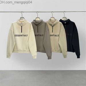 Heren Hoodies Sweatshirts Nieuwe mode Essentials Half Zip Mock Neck Sweatshirt Hoge kwaliteit Hoodie Hip Hop Zip Polo Grote straatkleding Z230818