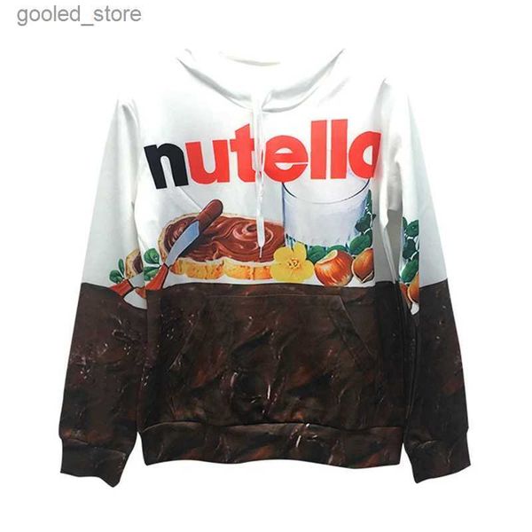 Sudaderas con capucha para hombre Sudaderas Nueva moda Nutella Food Sudadera con capucha impresa en 3D Hip Hop Estilo casual Tops Streetwear Jerseys de gran tamaño Sudaderas con capucha Q231110