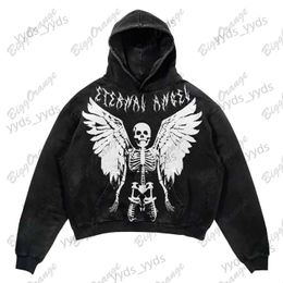 Sweats à capuche pour hommes Sweatshirts New INS Punk Style Casual Wings Skull Head Pull de haute qualité imprimé à capuche High Street Top pour hommes et femmes y2k harajuku T231123