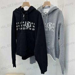 Sweats à capuche pour hommes Sweatshirts Nouveau Margiela Sweats à capuche de haute qualité Calendrier numérique imprimé Demi-zip Pull à capuche Streetwear Hommes Femmes Sweatshirts T230921