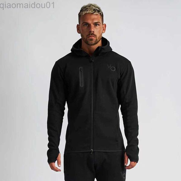 Sweats à capuche pour hommes Sweat-shirts Nouveaux hommes Gym Coton Sports Hoodies Jogger Mode Zipper Veste Casual À Capuche Marque Homme Vêtements Running Manteau Fitness Wear L230721