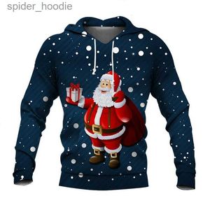 Sweats à capuche pour hommes Sweatshirts Nouveau sweat à capuche joyeux Noël pour hommes avec motif de père Noël imprimé en 3D sweat à capuche à manches longues manteau surdimensionné pour femmes L231101