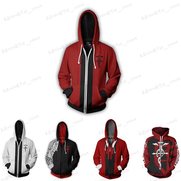 Sudaderas con capucha para hombre Nuevo alquimista de acero Edward Impresión digital 3D con capucha suéter de dibujos animados masculino cosplay periférico T230323