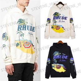 Heren Hoodies Sweatshirts Nieuwe Sweatshirts Coconut Tr Beach Printing Patchwork Hoodie Heren Dames Paar Mode katoen casual HipHop Trui met capuchon T240326