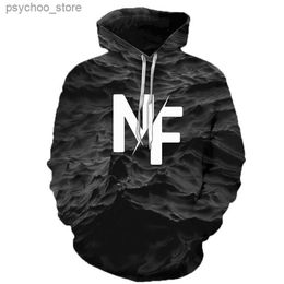 Heren Hoodies Sweatshirts NF Heren Hoodie Women's 3D -printen Amerikaanse rapzanger Hip Hop Clothing Autumn Losse mouwen Geborsteld Fashion Cool Black Hoodie Q230822