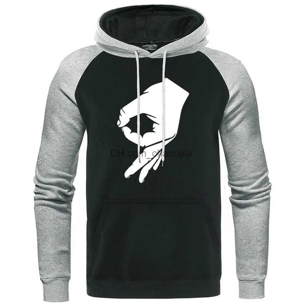 Sweats à capuche pour hommes Sweatshirts Okay Hand Sign T-Shirt Finger Ok Hoodies Hommes Nouveau Raglan Lâche Sweatshirts Hip Hop Mode Sweat À Capuche Polaire Poche Hommes Vêtements T240217