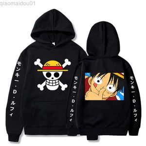 Hoodies voor heren Sweatshirts One Piece herfst pullover skelet Luffy heren hoodie sweatshirt mannelijke en vrouwelijke koppels Japanse anime Harajuku hiphop stijl h L230721