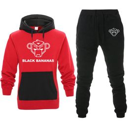 Sweats à capuche pour hommes Sweats à capuche orange Marque Lettre Imprimée BLACK BANANAS Deux Pièces Ensembles Survêtement À Capuchon Hommes/Femmes Sportswear Sweats À Capuche + Pantalons De Survêtement Jogg FT5T