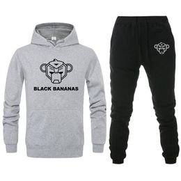 Sweats à capuche pour hommes Sweats à capuche orange Marque Lettre imprimée BANANAS NOIRES Ensembles deux pièces Survêtement à capuche Hommes/Femmes Vêtements de sport Sweats à capuche + Pantalons de survêtement Jogg NLLK