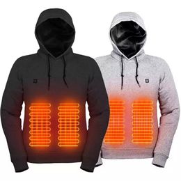 Sweats à capuche pour hommes Sweat-shirts en plein air électrique USB chauffant chandails hommes hiver chaud vêtements chauffants chargeant la chaleur veste vêtements de sport 230130