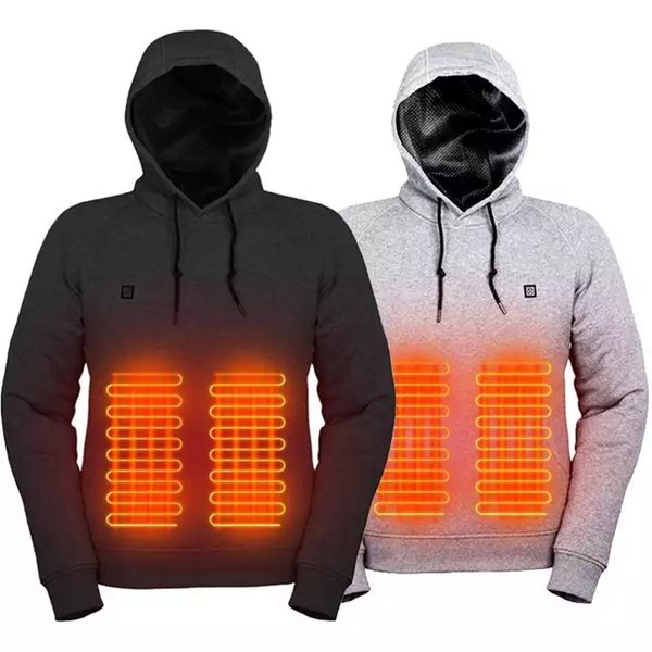 Sweats à capuche pour hommes Sweatshirts en plein air électrique USB chauffage pulls à capuche pour hommes hiver chaud vêtements chauffants charge chaleur veste vêtements de sport 230912