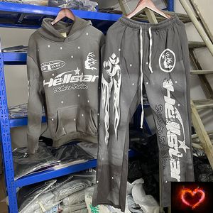 Heren Hoodies Sweatshirts Oversize Grijs Hellstar Capuchon Fleece Heren Dames Hoge kwaliteit Modder Vlam Ster Portret Hoody 230920