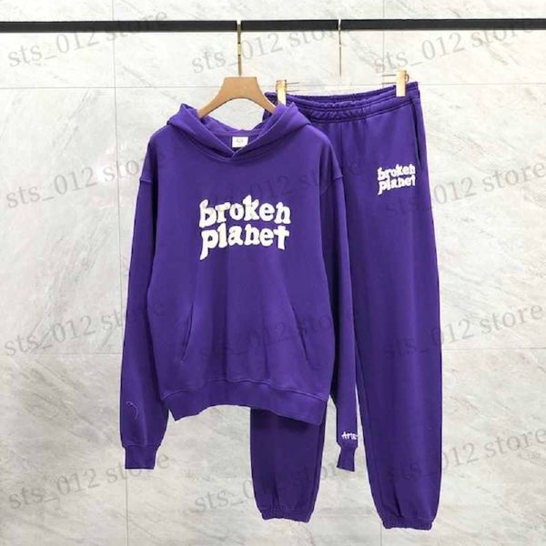 Sudaderas con capucha para hombre Sudaderas de gran tamaño Terry Broken Planet Sudaderas con capucha Traje morado Carta de espuma Estampado con capucha Jersey Stock BP Sudaderas para hombres Mujeres T230921