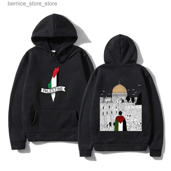 Sweats à capuche pour hommes Sweatshirts Palestine Sweat à capuche Hommes Harajuku Esthétique Rétro Graphique Unisexe Automne Hiver Streetwear Vintage Casual Pull Sweat Q231206