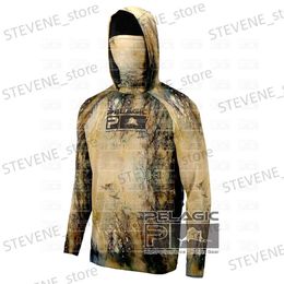 Sweats à capuche pour hommes Sweatshirts Chemises de pêche camouflage pélagique Long Slve Couverture faciale à capuche Vêtements de pêche Hommes Protection UV T-shirts de pêche respirants T240326