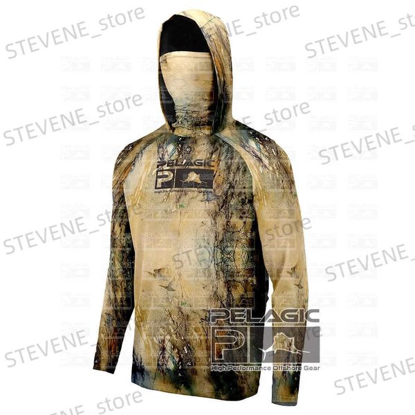 Sudaderas con capucha para hombres Sudaderas Pelagic Camuflaje Camisas de pesca Long Slve Capucha Cara Cubierta Ropa de pesca Hombres Protección UV Transpirable Pesca Camisetas T240326