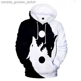 Heren Hoodies Sweatshirts Persoonlijkheid Hoodie Wolf 3D Print Heren Jongens Hoodies Sweatshirt Merk Designer Kinderkleding Herfst Winter OversizedL230920