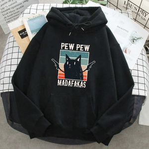 Heren Hoodies Sweatshirts Pew Madafakas Black Cat Funny Print Mens Hoodie Harajuku Ullzang Streetwear Anime Sweatshirt Warm Casual oversized hoody T221008