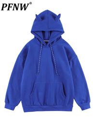 Sweats à capuche pour hommes Sweats PFNW Devil Horn Wing Sweats à capuche Sweats à capuche pour hommes Darkwear High Street Solid Casual Loose Hooded Pullover Coats 12A1282 230222