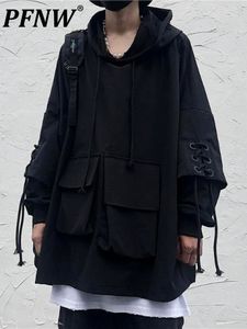 Sweats à capuche pour hommes Sweatshirts PFNW Techwear Noir À Capuche Goth Darkwear Vêtements Gothiques Vêtements Punk Vêtements Streetwear Japonais Hip Hop 220914