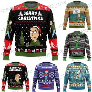 Heren Hoodies Sweatshirts Augurk Rick Ugly Christmas Sweatshirt Cadeau Kerstman Trui Cartoon Anime 2024 Nieuwe Herfst Winter Mannen Dames Kleding Top T231220