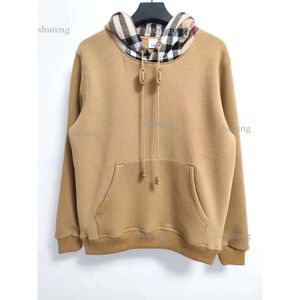 Heren Hoodies Sweatshirts Geruite Capuchon Trui Effen Kleur Stiksels Casual Trekkoord Kangoeroezak Vrouwelijke Jas 867