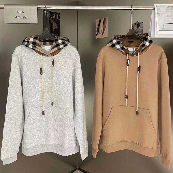 Sudaderas con capucha para hombre Sudaderas con capucha a cuadros Jersey Color sólido Costura Casual Cordón Canguro Bolsillo Mujer Jacket0fel