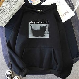 Hoodies voor heren Sweatshirts Playboi Carti Cat Hip Hop Hoodies Lange mouwen Heren/Dames Street chic Winter Cartoon Grafische print Truien Sudaderas met capuchon Q240217