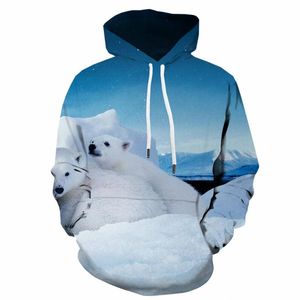 Sweats à capuche pour hommes Sweats à capuche Ludique Hommes Ours Polaire Imprimé Animal Sweat À Capuche Anime Hip Hop Sweat Imprimé Drôle 3d À Capuche CasualMen's