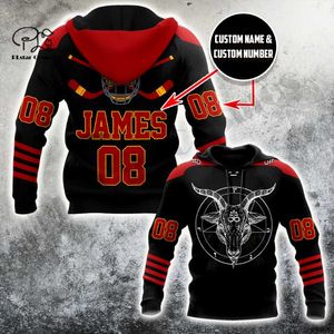 Sudaderas con capucha para hombre PLstar Cosmos 3Dprinted Est Hockey Nombre personalizado Satanás Regalo Harajuku Streetwear Divertido Único Unisex Sudaderas con capucha / Sudaderas