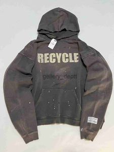 Herenhoodies Sweatshirts VOORVERKOOP GD 23FW RECYCLE HOODED SWEATSHIRTS vintage vernietigde oversize hoodie (2 WEKEN SCHIP) J230918