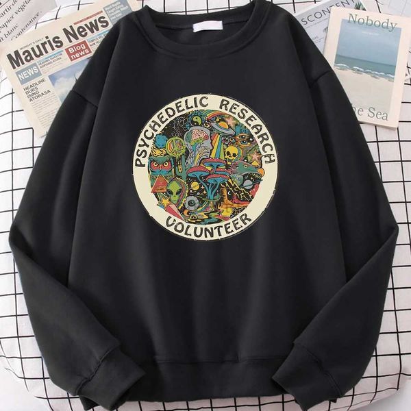 Sweats à capuche pour hommes Sweatshirts Psychedelic Research Volunteer Coloré Rétro Imprimer Homme À Capuche Vintage Mode Manches Longues Vêtements Confortables Hommes Sweatshirts 24328