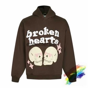 Hoodies voor heren Sweatshirts Bladerdeegprint Gebroken harten Schedelprint BROKEN PLANET Hoodie Heren Dames Hoge kwaliteit Bruine truien met capuchonephemeralew