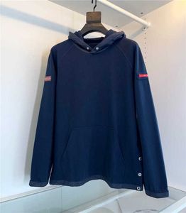 Men S à capuche Sweatshirts Pujia Autumnwinter Red Label Adhesive Stripe Letter Broidered Cabinage Pullsal pour Outwear P Family Triangle Hoodie