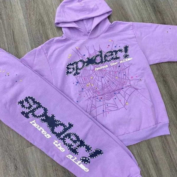 Sweats à capuche pour hommes Sweatshirts Violet Sp5der 555555 2023ss Pull Hommes Femmes Jeune Thug Spider Web Star Lettre 23SZ