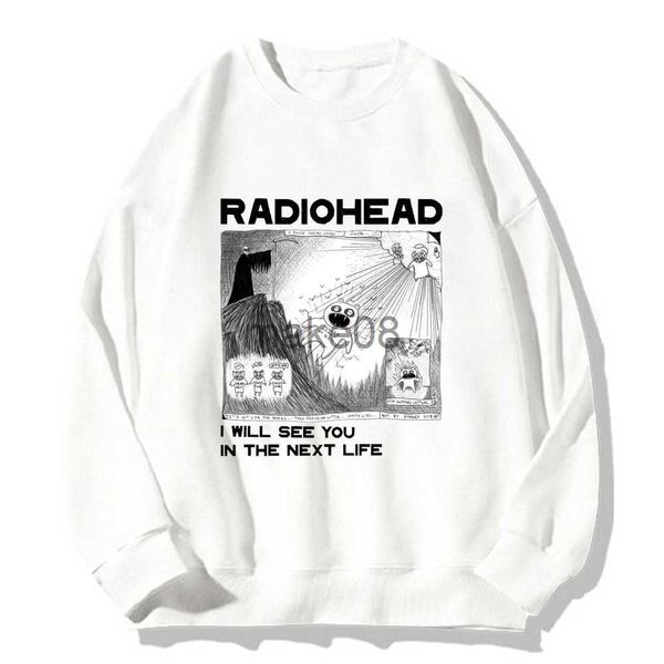 Sweats à capuche pour hommes Sweatshirts Radiohead Je te verrai dans la prochaine vie Sweat à capuche MenWomen Rock Boy Rétro Imprimé Sweat Lâche Japon Station Tops Band Music 041