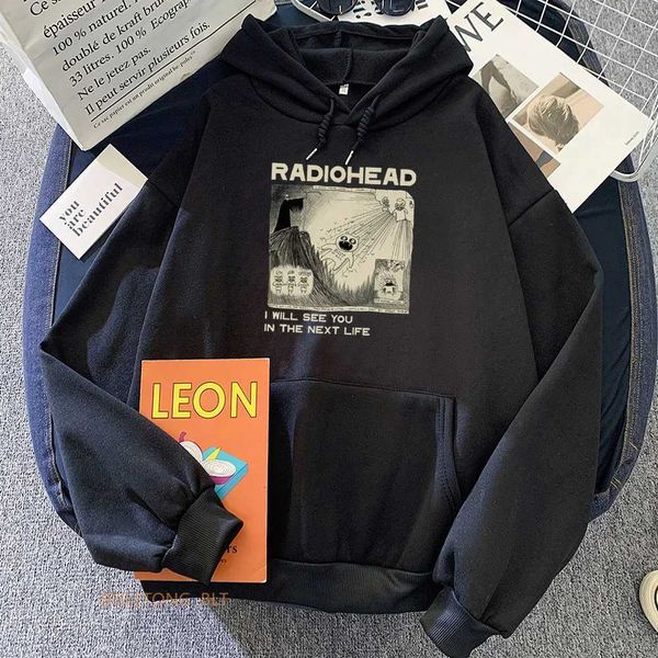 Sweats à capuche masculine Sweatshirts Radiohead Music Band Hoodies Street Vêtements Hip Hop Je vais vous voir imprimer des sweat-shirts pour les hommes à manches longues / femmes dans la prochaine vie