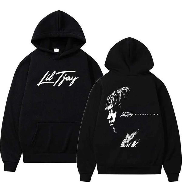 Sweatshishies masculines Sweatshirts Singer Rap Lil Tjay Graphic Hoodie Destined 2 Wins Music Album Pullover Sweatshirt Mens Hip Hop Fashion Gothic Street Clothing Q240506