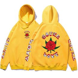 Heren Hoodies Sweatshirts Rapper Eladio Carrion Rap Hoodie Rose Flower Graphics Hoodies Men Women Sauce Boyz Muziekalbum Sweatshirt Mens Strtwear T240510