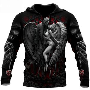 Heren Hoodies Sweatshirts Reaper Skull Angel en Demon 3d All Over gedrukte Autumn Men unisex Casual Zip Pullover Streetwear Sudadera Hombre 230209