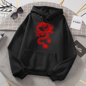 Sweats à capuche pour hommes Sweat-shirts Red Dragon Mode Sweat Impression Sweat À Capuche Oversize Lâche Automne Polaire Vêtements Décontractés Hommes 230608