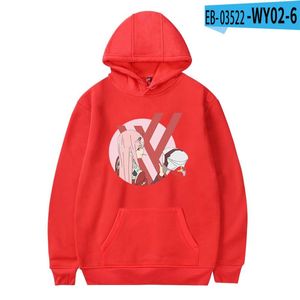 Heren Hoodies Sweatshirts Red Hoodie Darling in de Franxx Anime Zero Two 3d Sweatshirt Cute Boys Girls Deskled
