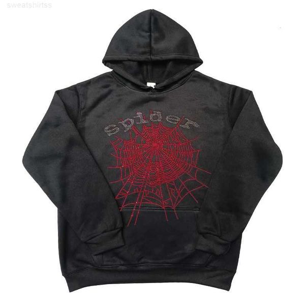 Sweats à capuche pour hommes Sweatshirts Red Web Sp5der Sweat à capuche Hommes Femmes Particules Incrustées de diamants Imprimer 1 1 Qualité Spider Sweat à capuche Hip Hop Young Thug 555555 Sweatshirts