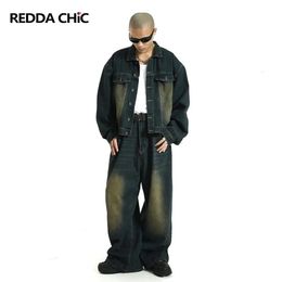 Sudaderas con capucha para hombre Sudaderas REDDACHiC Tamaño grande Lavado verde Skater Hombres Pantalones vaqueros holgados Ajustar la cintura 90s Vintage Y2k Pantalones anchos Pantalones de hip hop Ropa de trabajo informal 231023